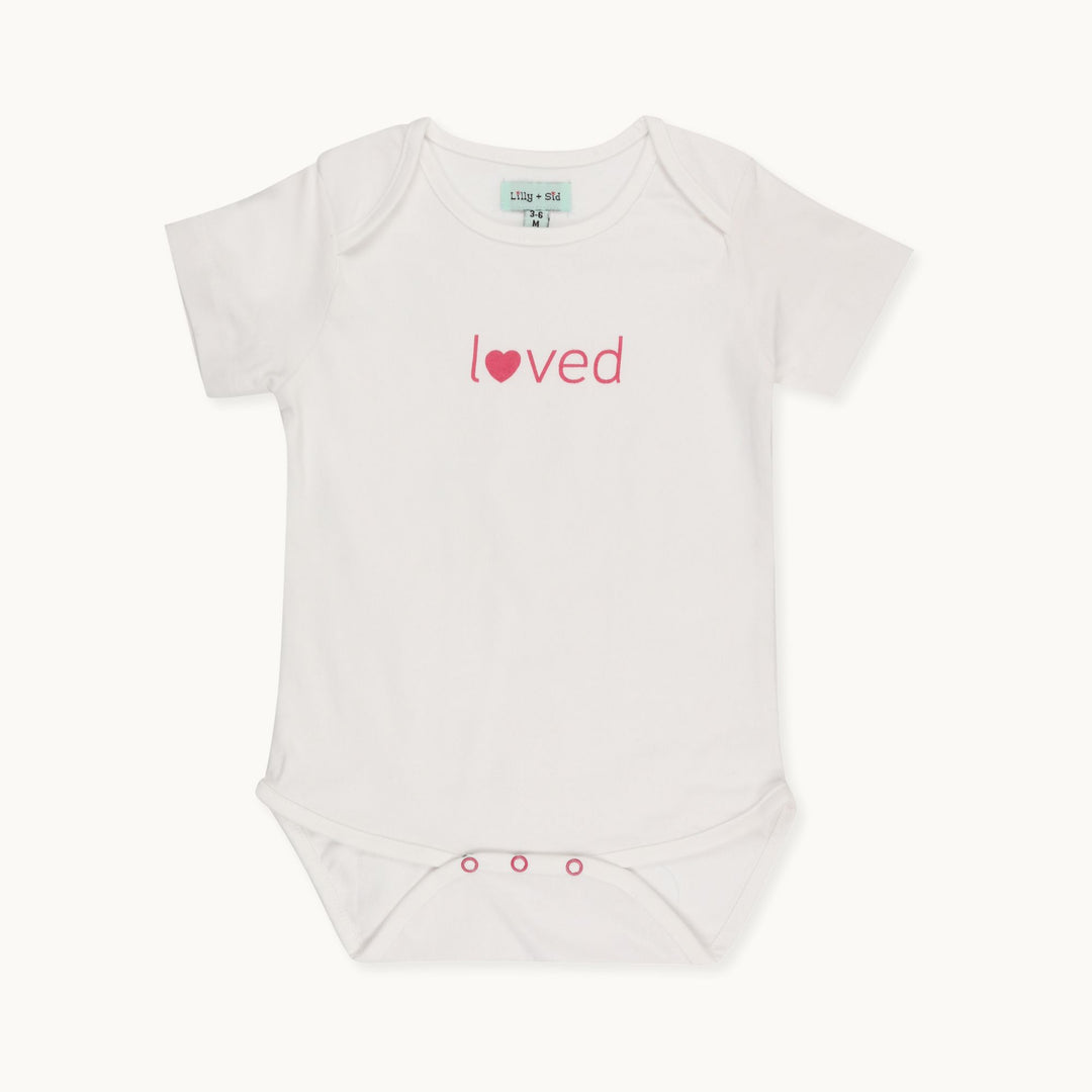 Short-sleeve white baby bodysuit