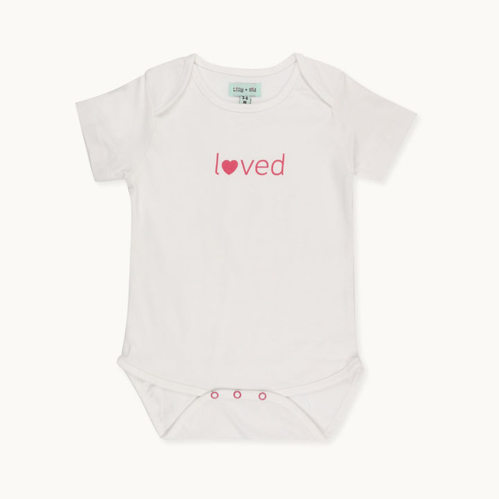 Short-sleeve white baby bodysuit