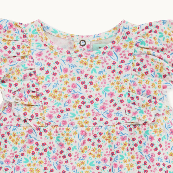 Pink Mini Floral Print Dress And pink Legging Set - image 3