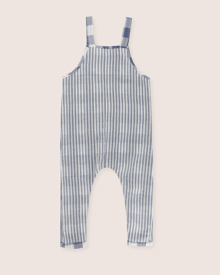Multicolour Marine Check Print Reversible Dungarees
