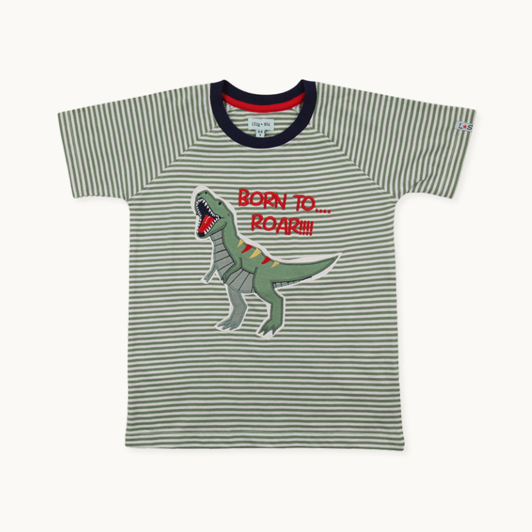 organic cotton kids Dizzy Dino Roar print short sleeve T-Shirt