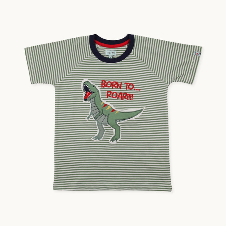 organic cotton kids Dizzy Dino Roar print short sleeve T-Shirt