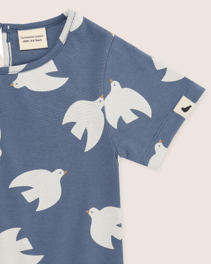 Blue Seagull Print Dress