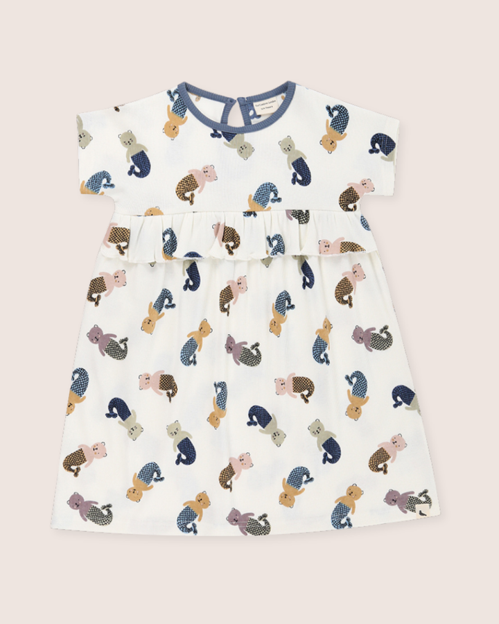 White Merbear Print Dress