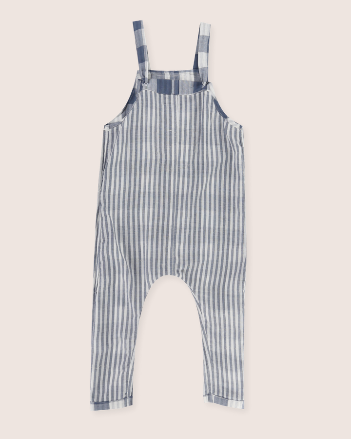 Multicolour Marine Check Print Reversible Dungarees