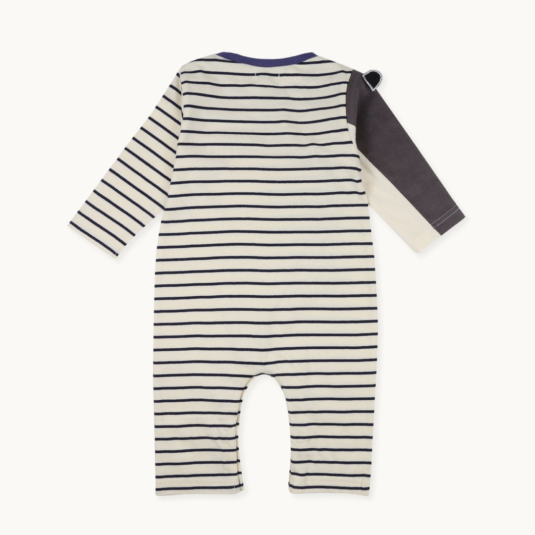 organic cotton stripe print and badger full sleeve romper - image 2