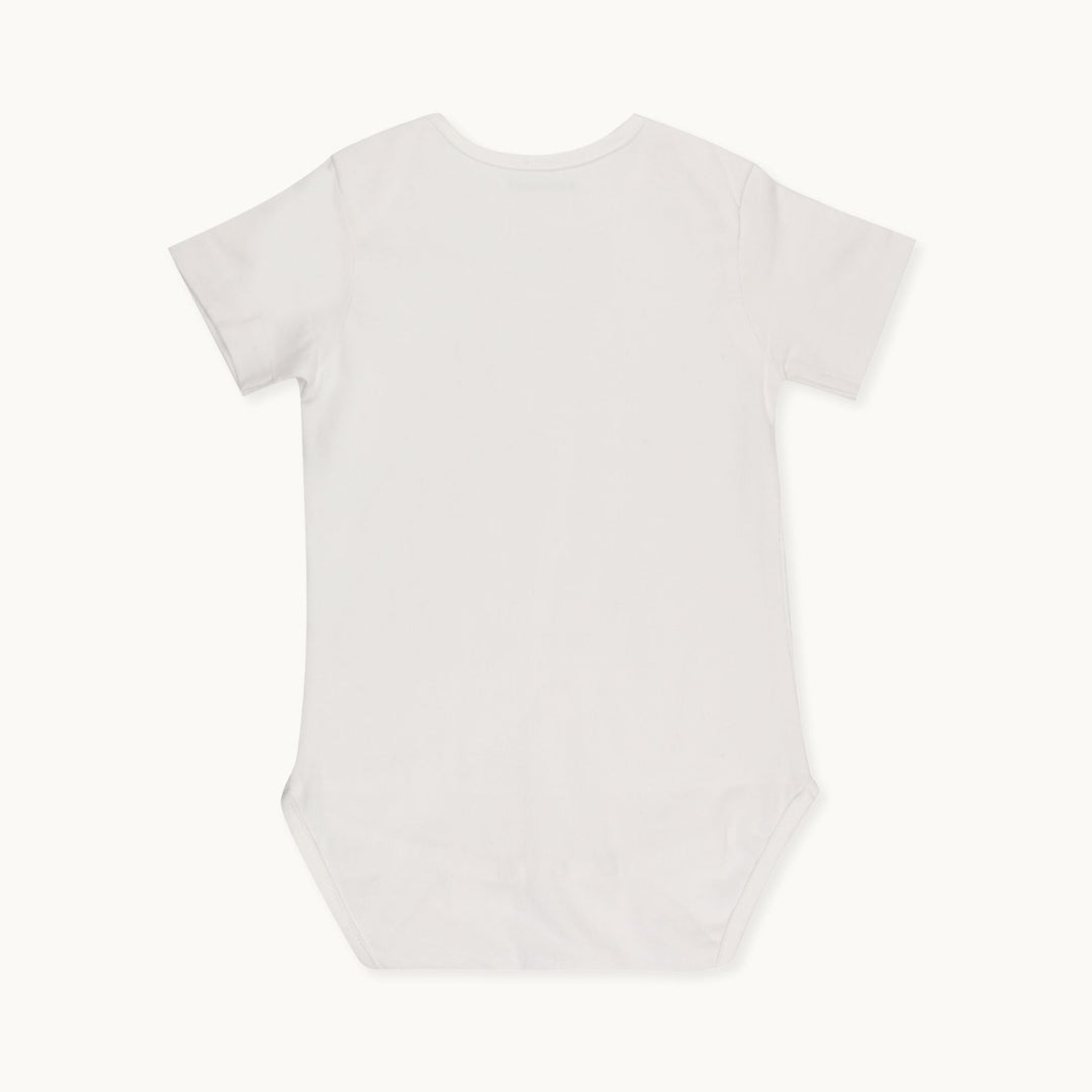 Short-sleeve white baby bodysuit - back
