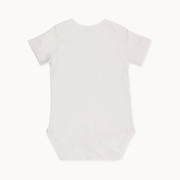 Short-sleeve white baby bodysuit - back