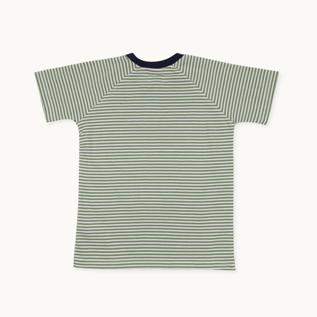 organic cotton kids Dizzy Dino Roar print short sleeve T-Shirt - back close up