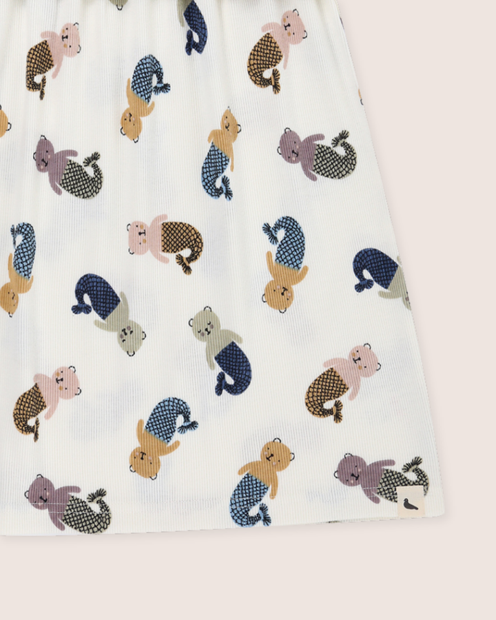 White Merbear Print Dress