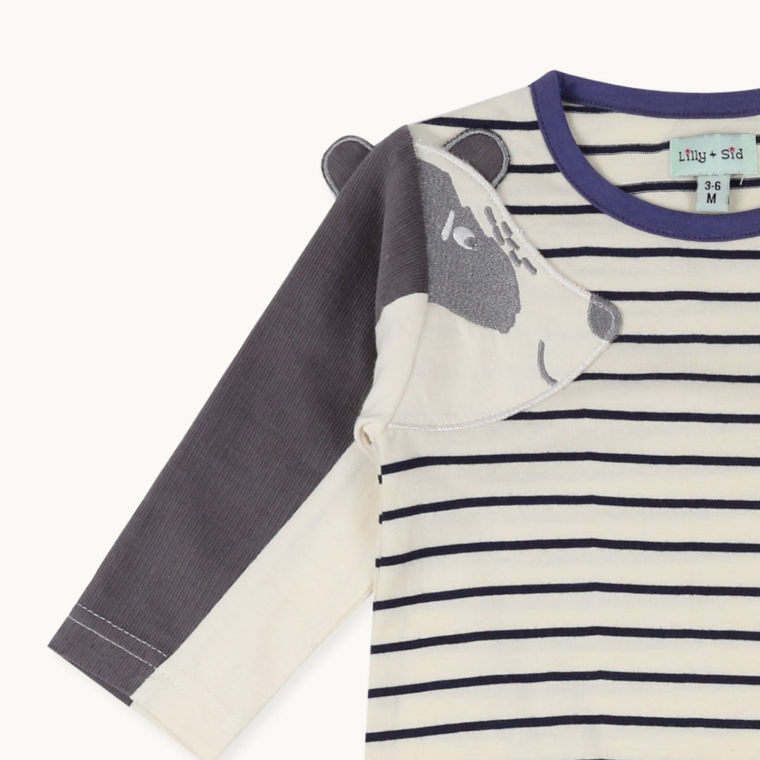 organic cotton stripe print and badger full sleeve romper - image 3