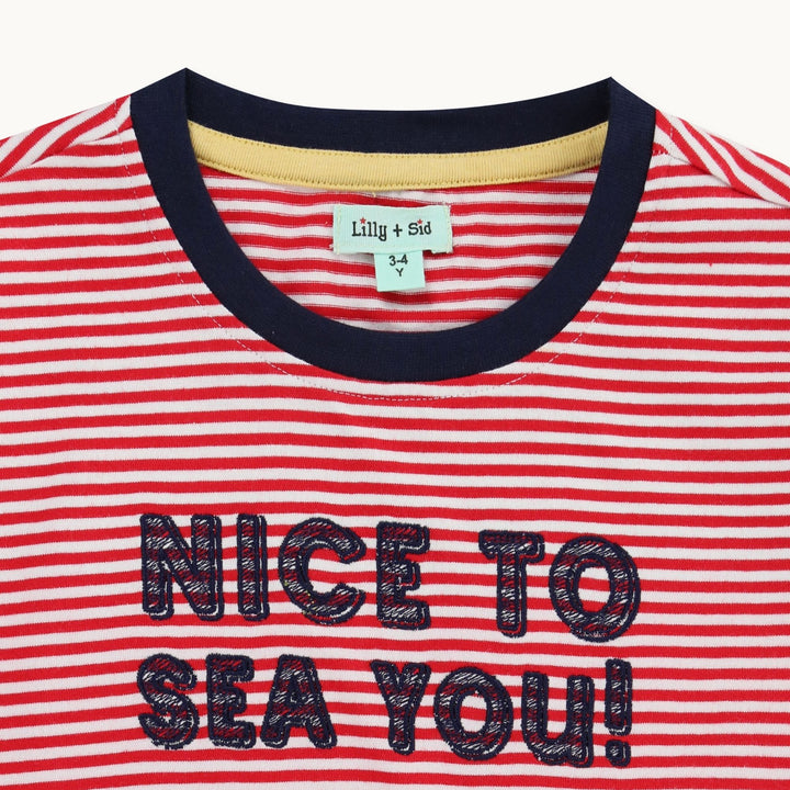 rganic cotton Multicoloured ombre Nice To Sea You Slogan Print T-Shirt - image 2