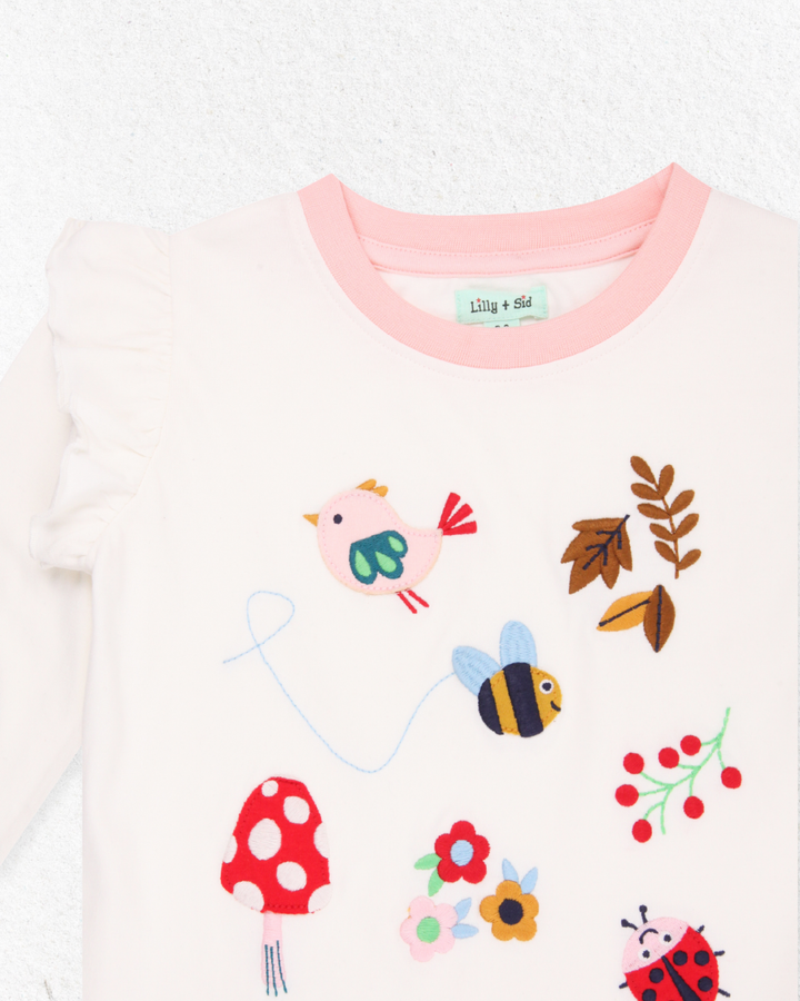 organic cotton Woodland Walks print full sleeve Top
 - close up