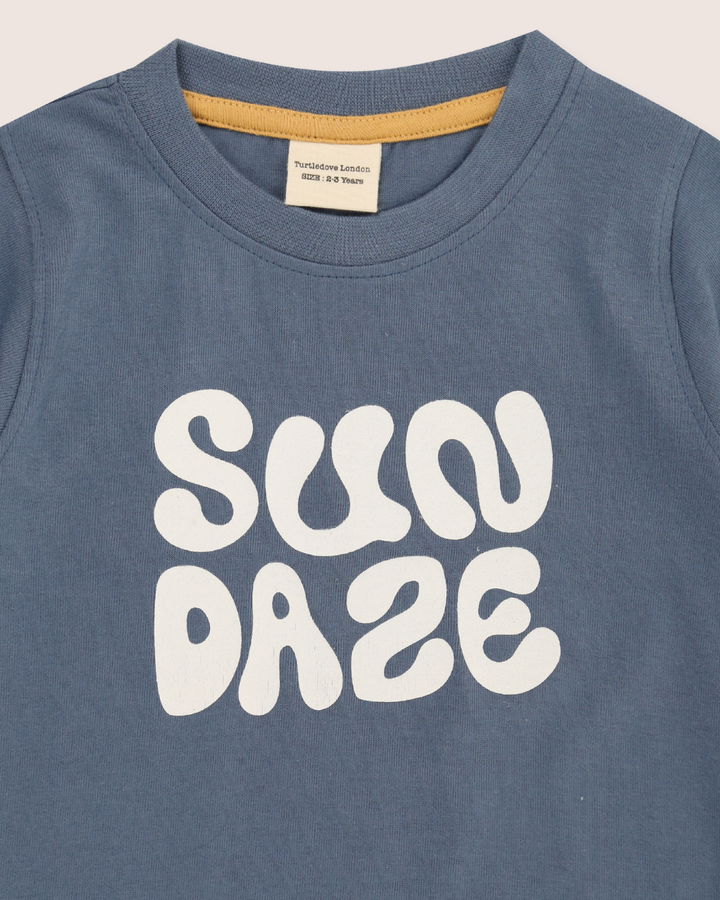 Blue Sundaze Slogan Print T-Shirt