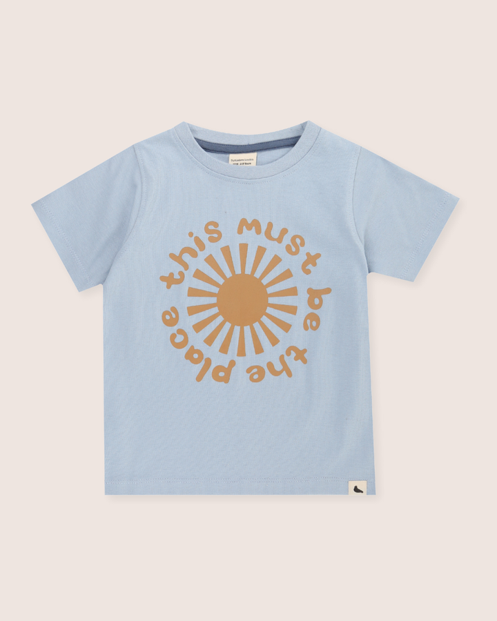 Blue This Must Be The Place Slogan Print T-Shirt