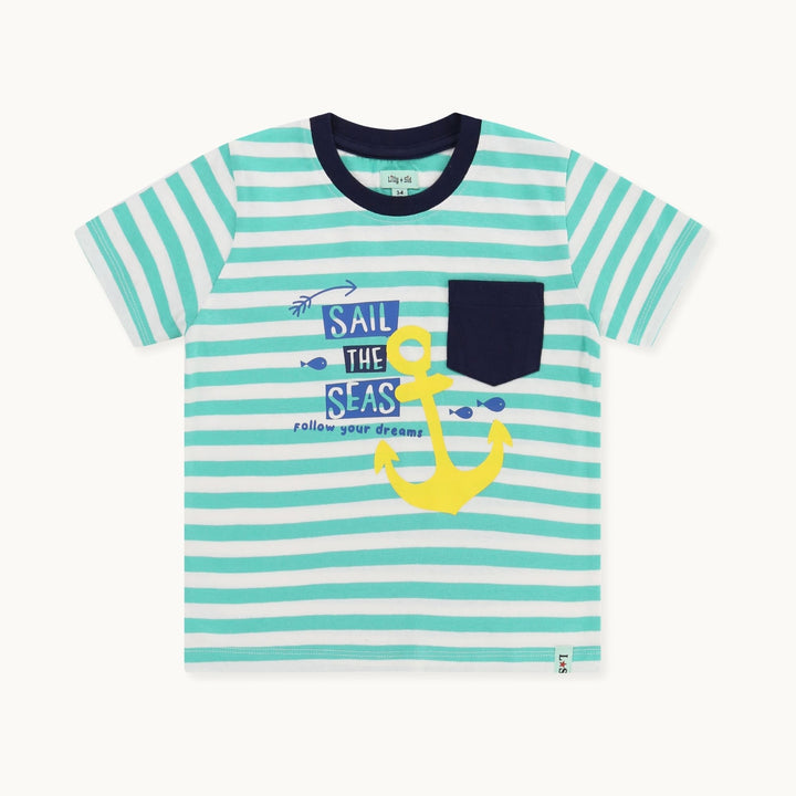 organic cotton Green Sail The Seas Slogan T-Shirt - image 1