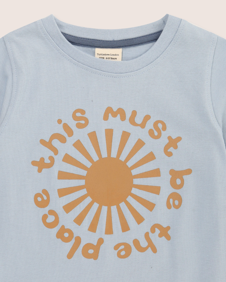 Blue This Must Be The Place Slogan Print T-Shirt