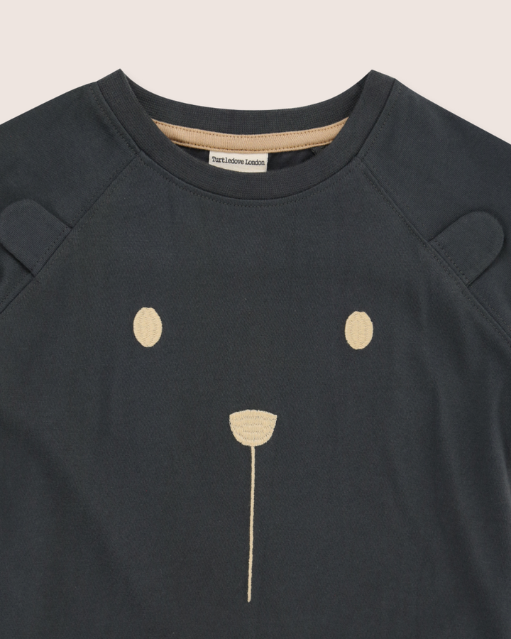 Black Bear Face Print T-shirt