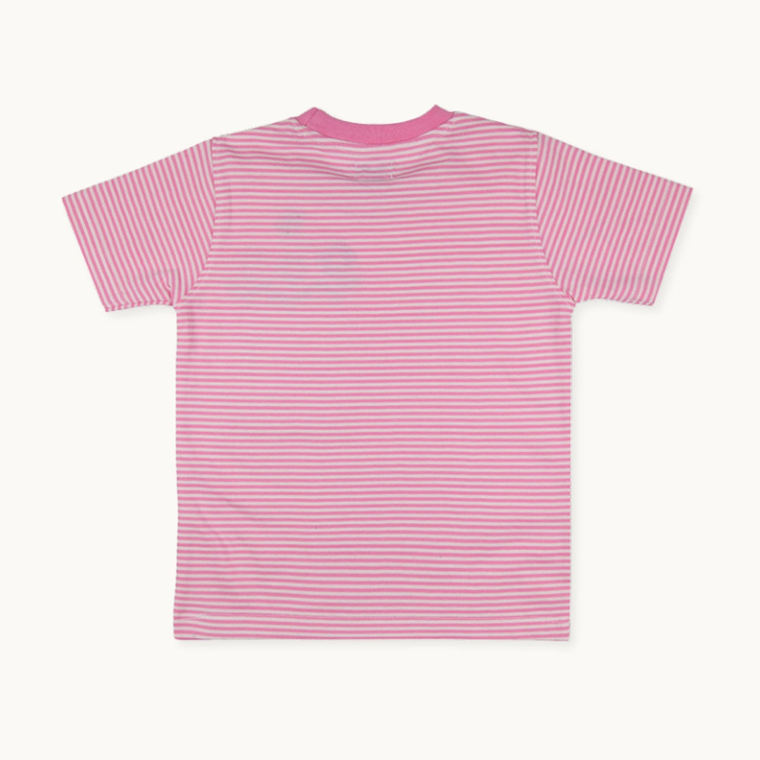 organic cotton Flower and stripe print Pocket T-Shirt - back