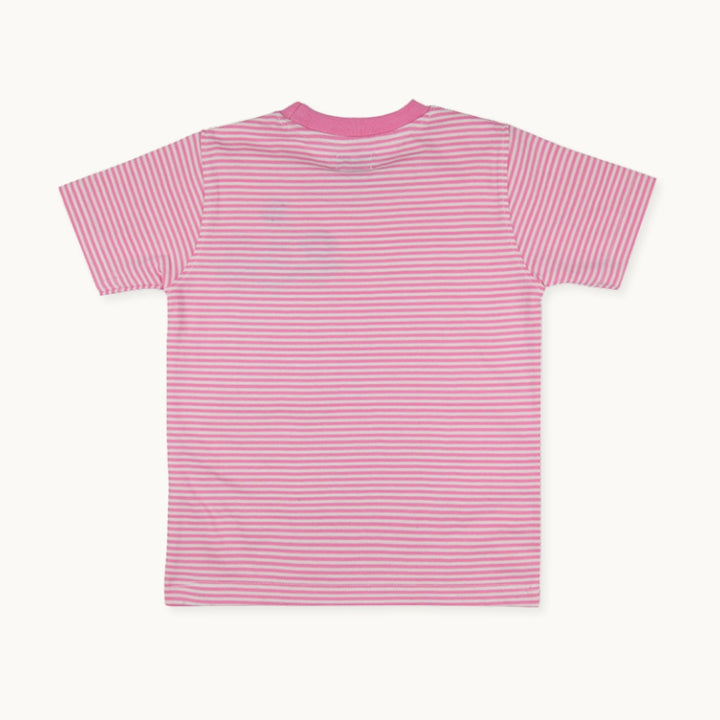 organic cotton Flower and stripe print Pocket T-Shirt - back