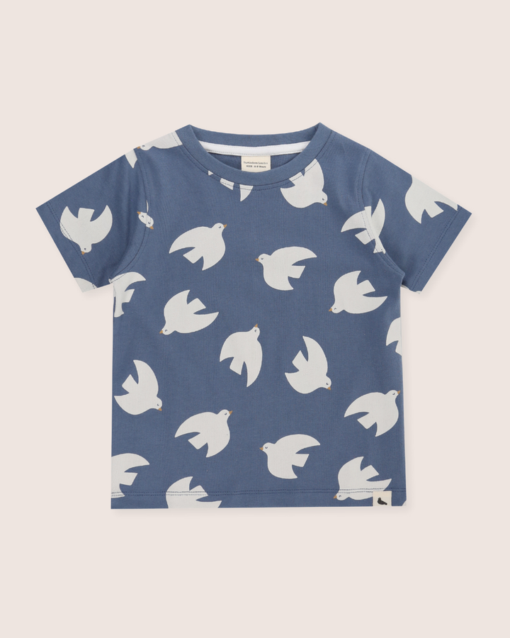 Blue Seagull Print T-Shirt