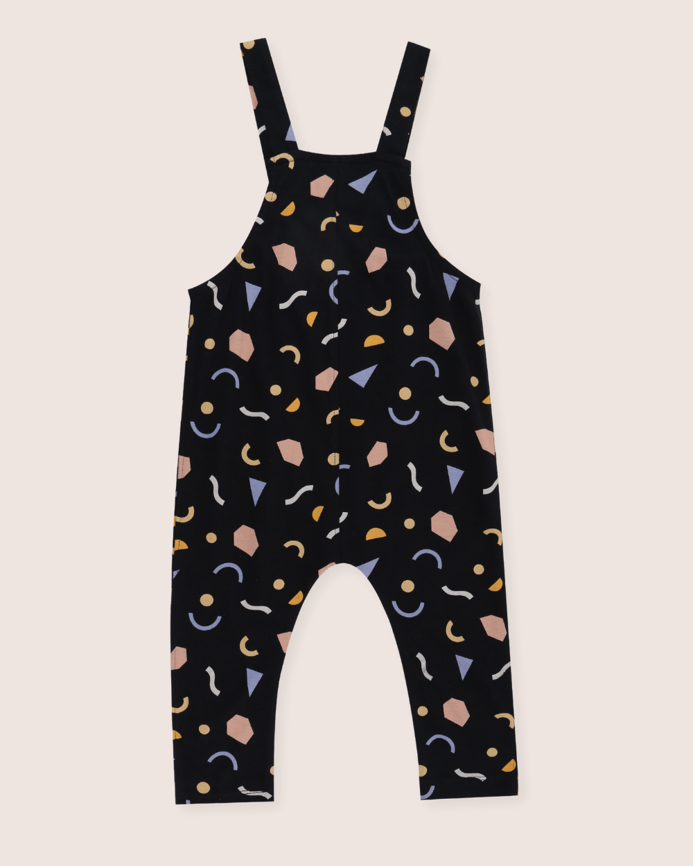 Black Abstract Print Dungarees