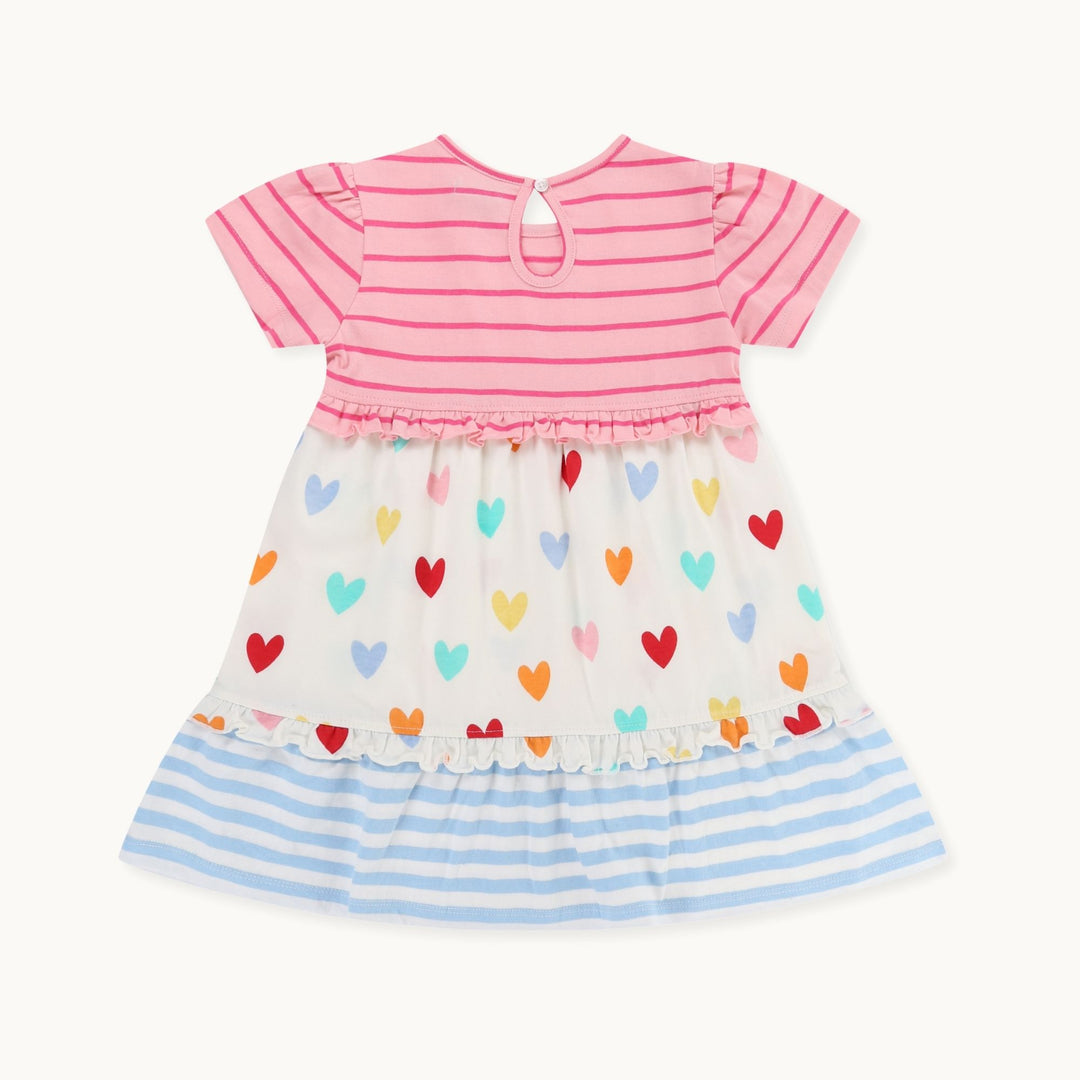 organic cotton Multicoloured Heart And Stripe tiered Print Dress - image 4
