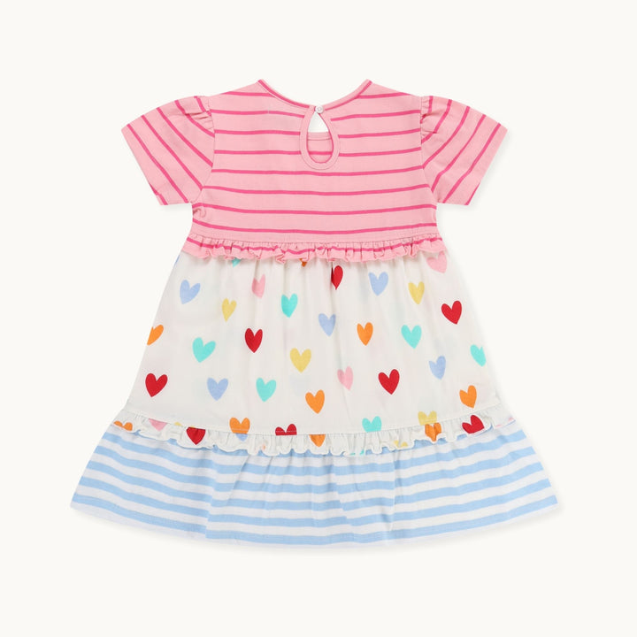organic cotton Multicoloured Heart And Stripe tiered Print Dress - image 4