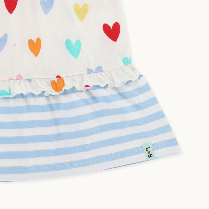 organic cotton Multicoloured Heart And Stripe tiered Print Dress - image 3