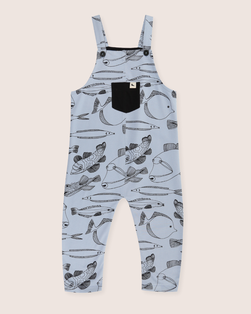 Blue Fish Print Dungarees