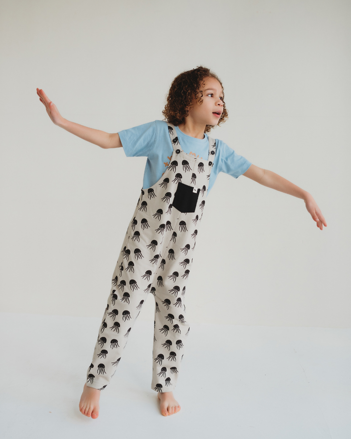 Grey Jellyfish Print Dungarees