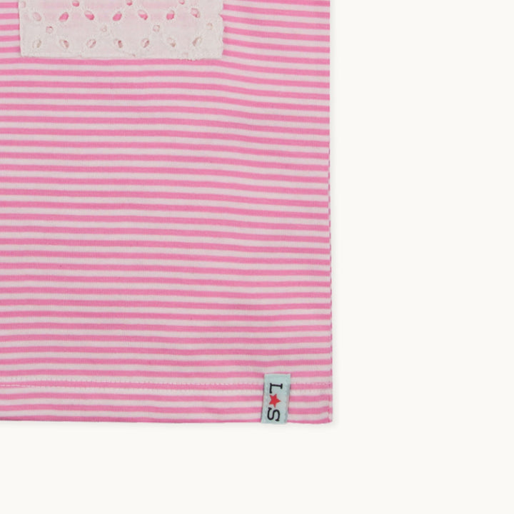 organic cotton Flower and stripe print Pocket T-Shirt - close up 2
