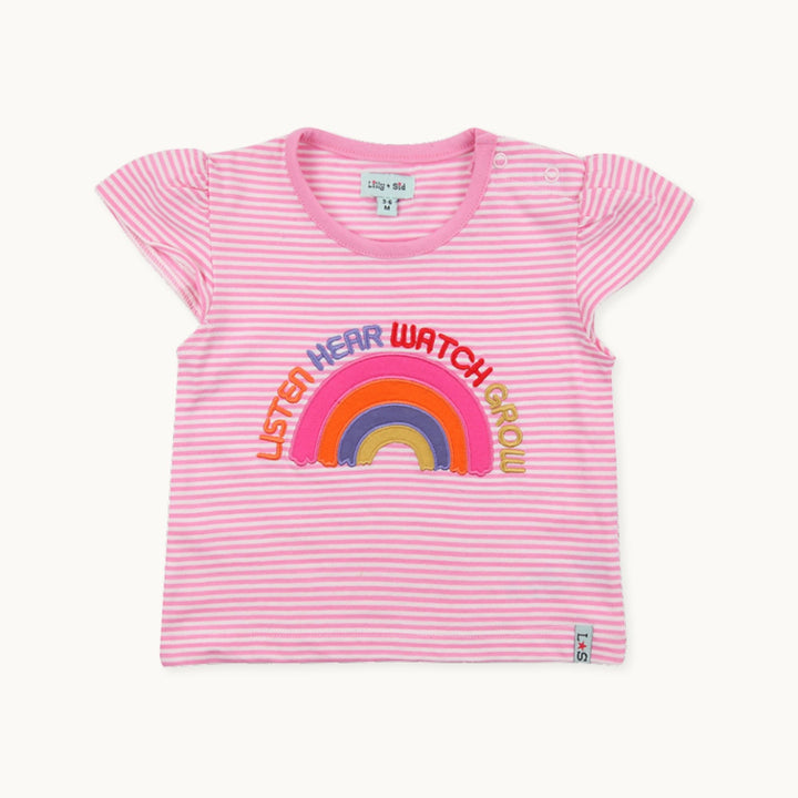 Organic Cotton Pink Rainbow Applique Top And Trouser Set - image 2