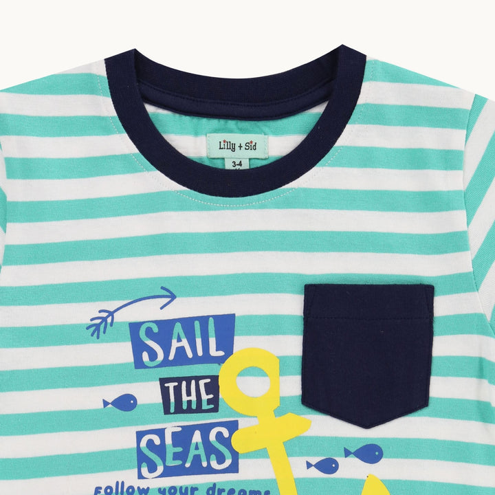 organic cotton Green Sail The Seas Slogan T-Shirt - image 2