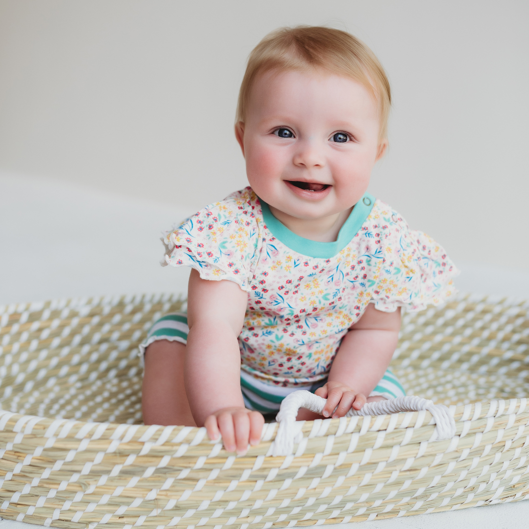 organic cotton Multicoloured Mini Floral Print Top and Short Set - lifestyle image 