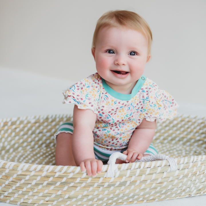 organic cotton Multicoloured Mini Floral Print Top and Short Set - lifestyle image 