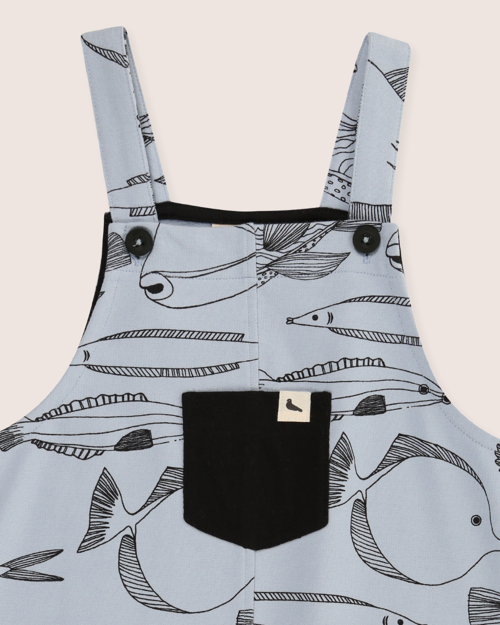 Blue Fish Print Dungarees