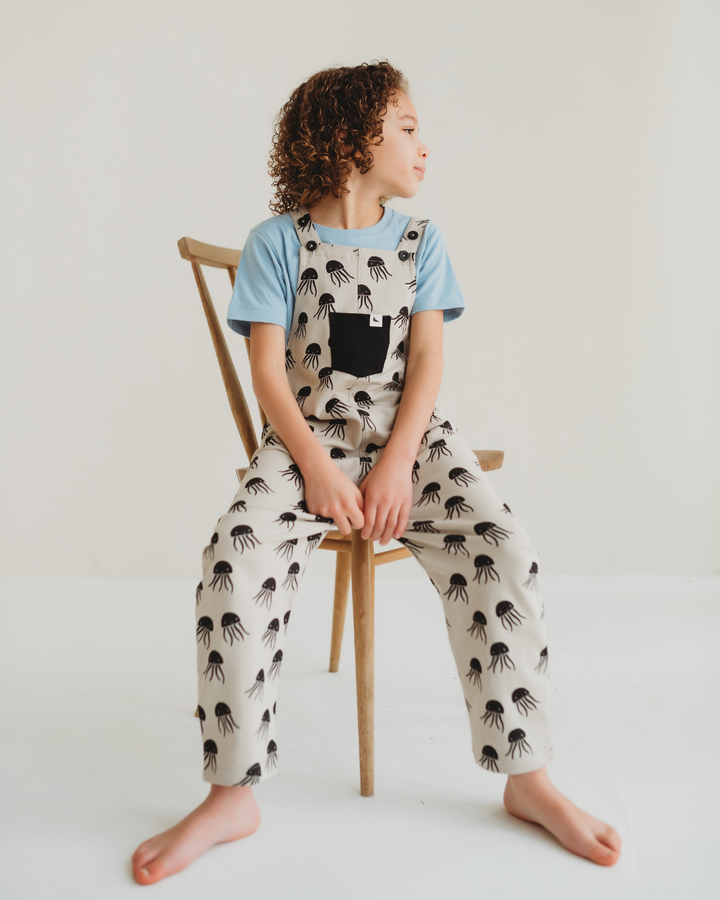 Grey Jellyfish Print Dungarees