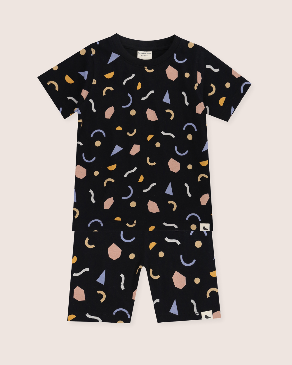 Black Abstract Print T-Shirt And Cycling Shorts Set