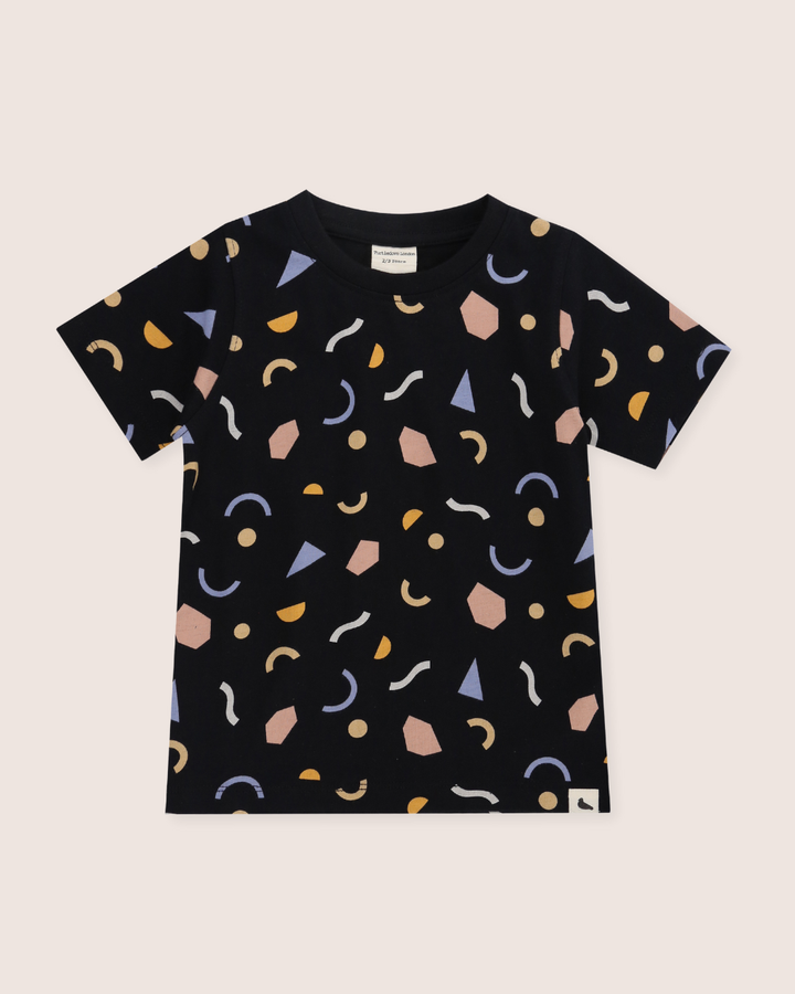 Black Abstract Print T-Shirt And Cycling Shorts Set