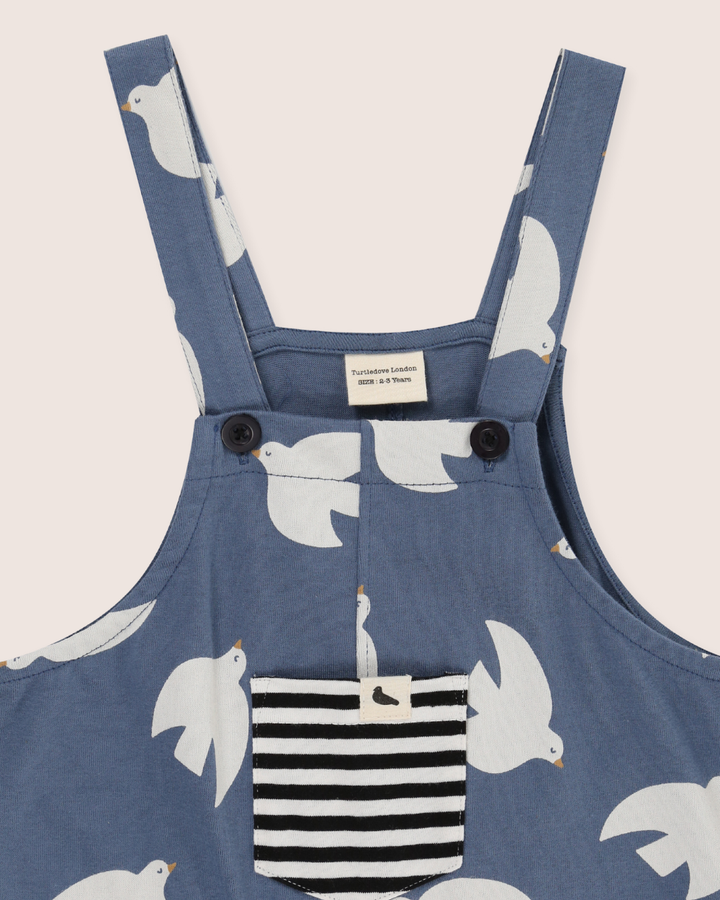 Blue Seagull Print Dungarees