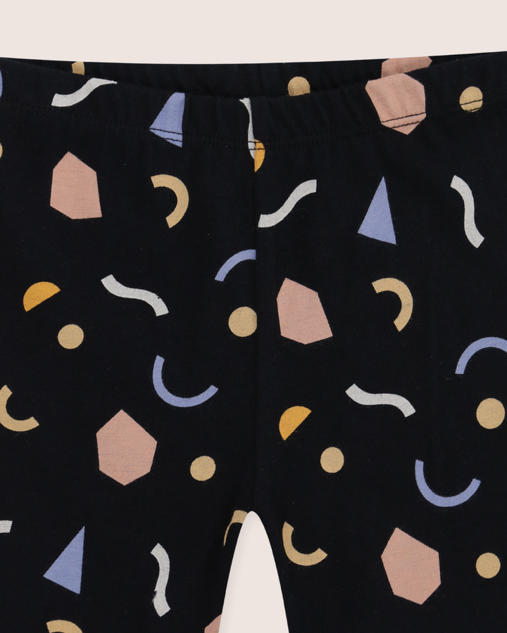 Black Abstract Print T-Shirt And Cycling Shorts Set