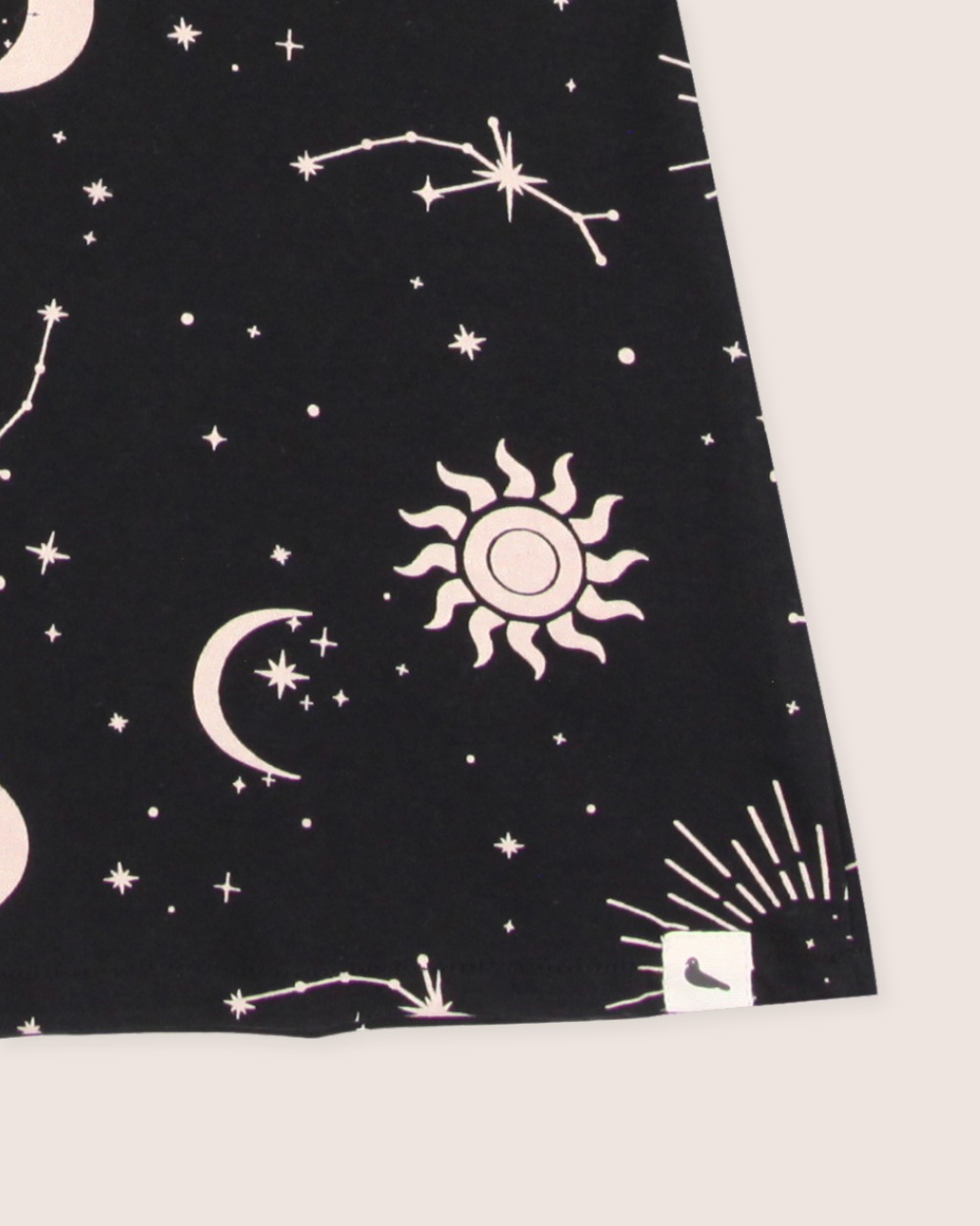 Black Celestial Print Ruffle Neck Dress