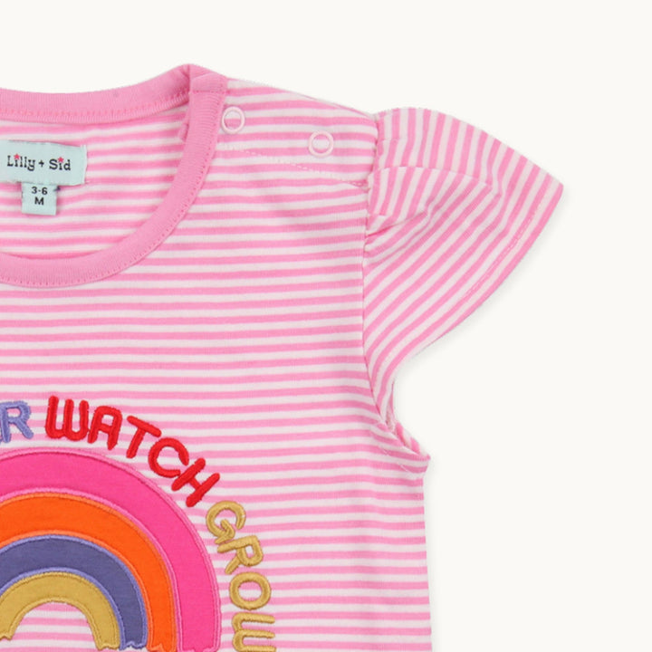 Organic Cotton Pink Rainbow Applique Top And Trouser Set - image 4