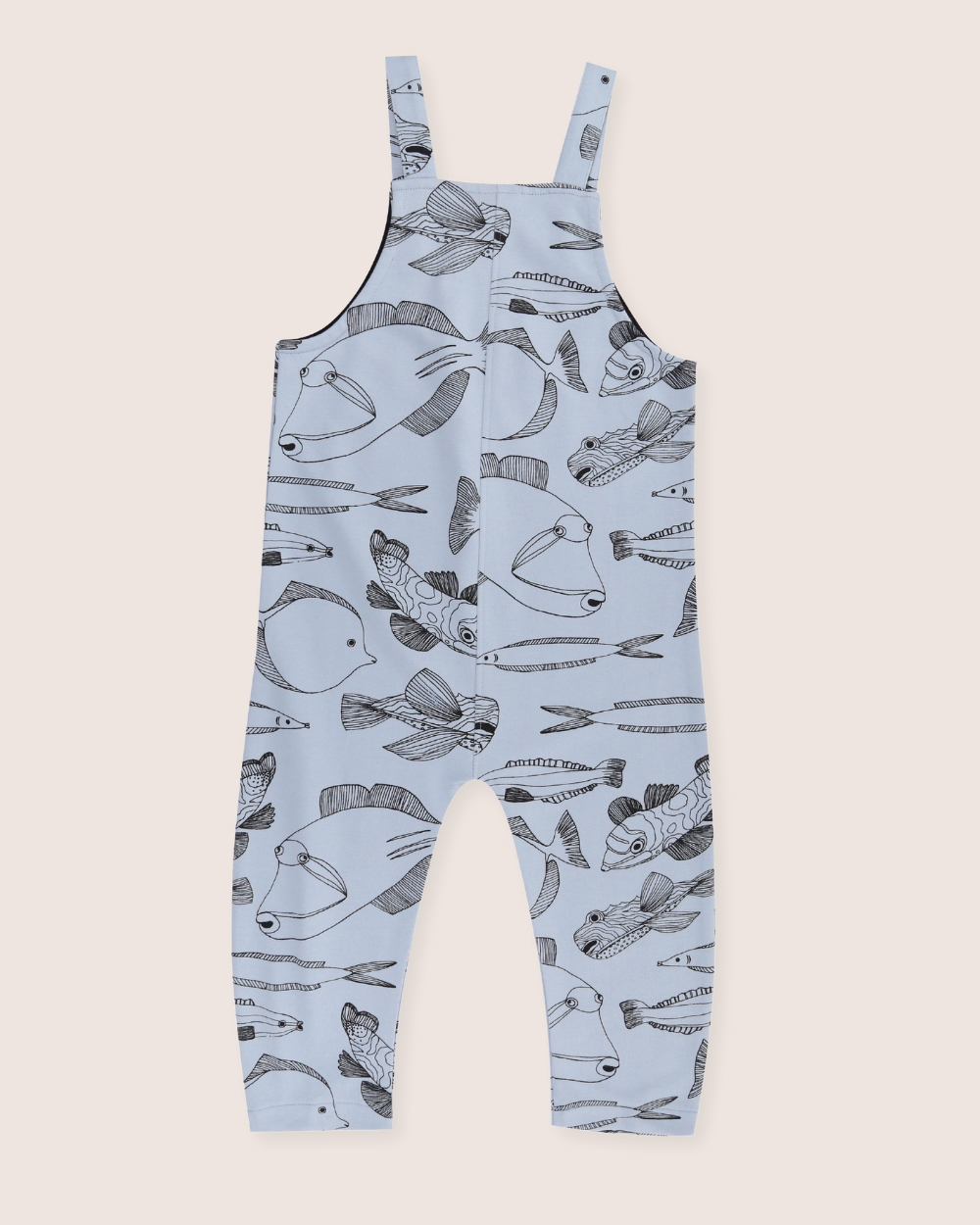 Blue Fish Print Dungarees