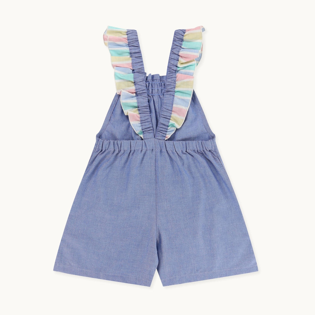 organic cotton Blue Plain Playsuit with frill on the sleeve - image 4