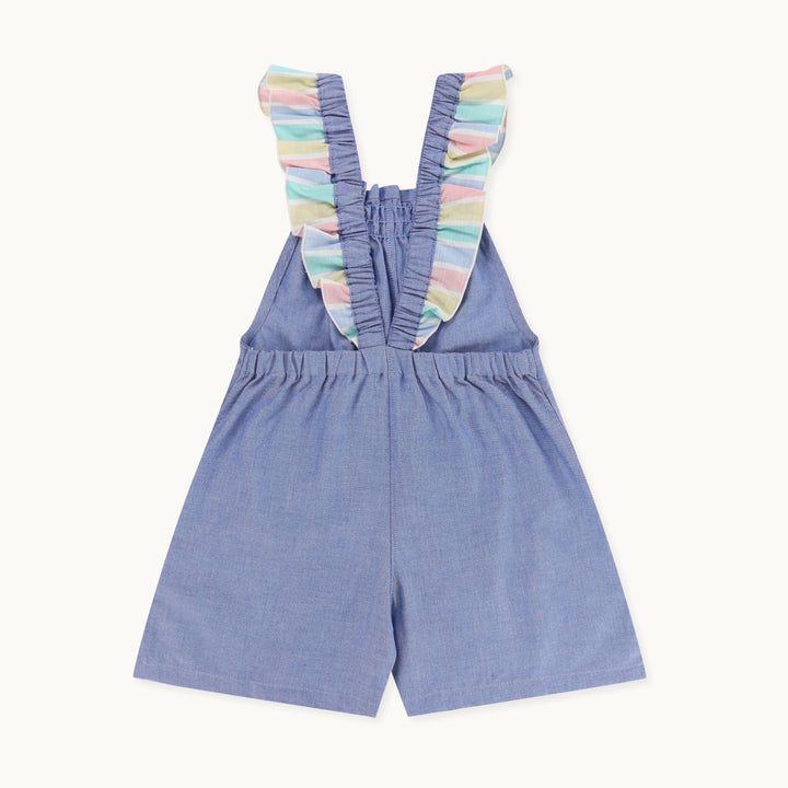 organic cotton Blue Plain Playsuit with frill on the sleeve - image 4