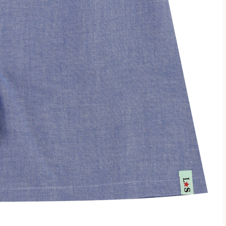 organic cotton Blue Plain Playsuit with frill on the sleeve - image 3