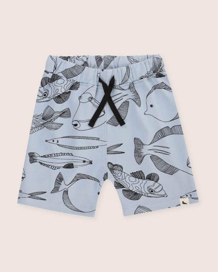 Blue Fish Print Shorts