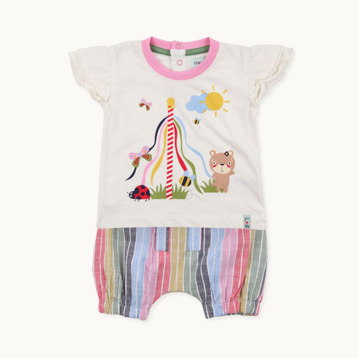 Organic cotton Maypole Lilly Top & stripe Short Baby Set - image 1